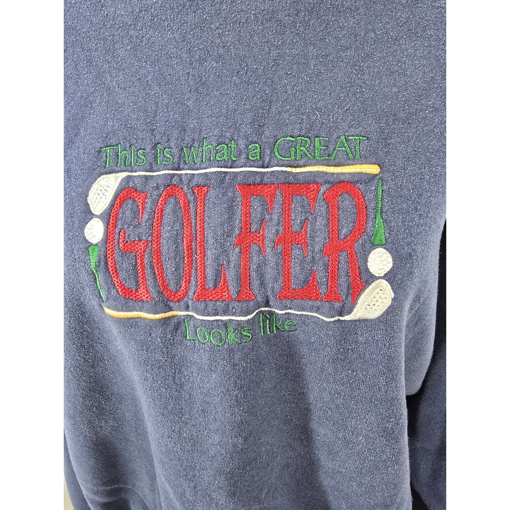 Vintage MC Sport Golf Sweatshirt XL Navy Blue Embroidered Great Golfer Pullover